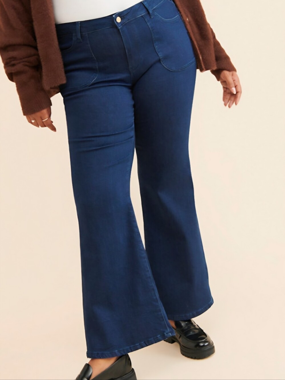 Pilcro Dark Indigo Wide-Leg Flare Jeans